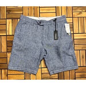 BUFFALO DAVID BITTON Men's Howell Linen Shorts Size 32 Heather Blue- NEW